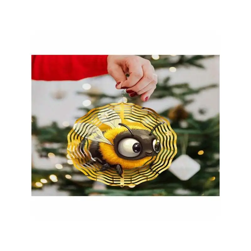 

2D кинетический металлический ветровой вертушка в форме пчелы — динамическое ветроэнергетическое искусство для наружного/внутреннего декора, идеальный подарок для жен, гладкий