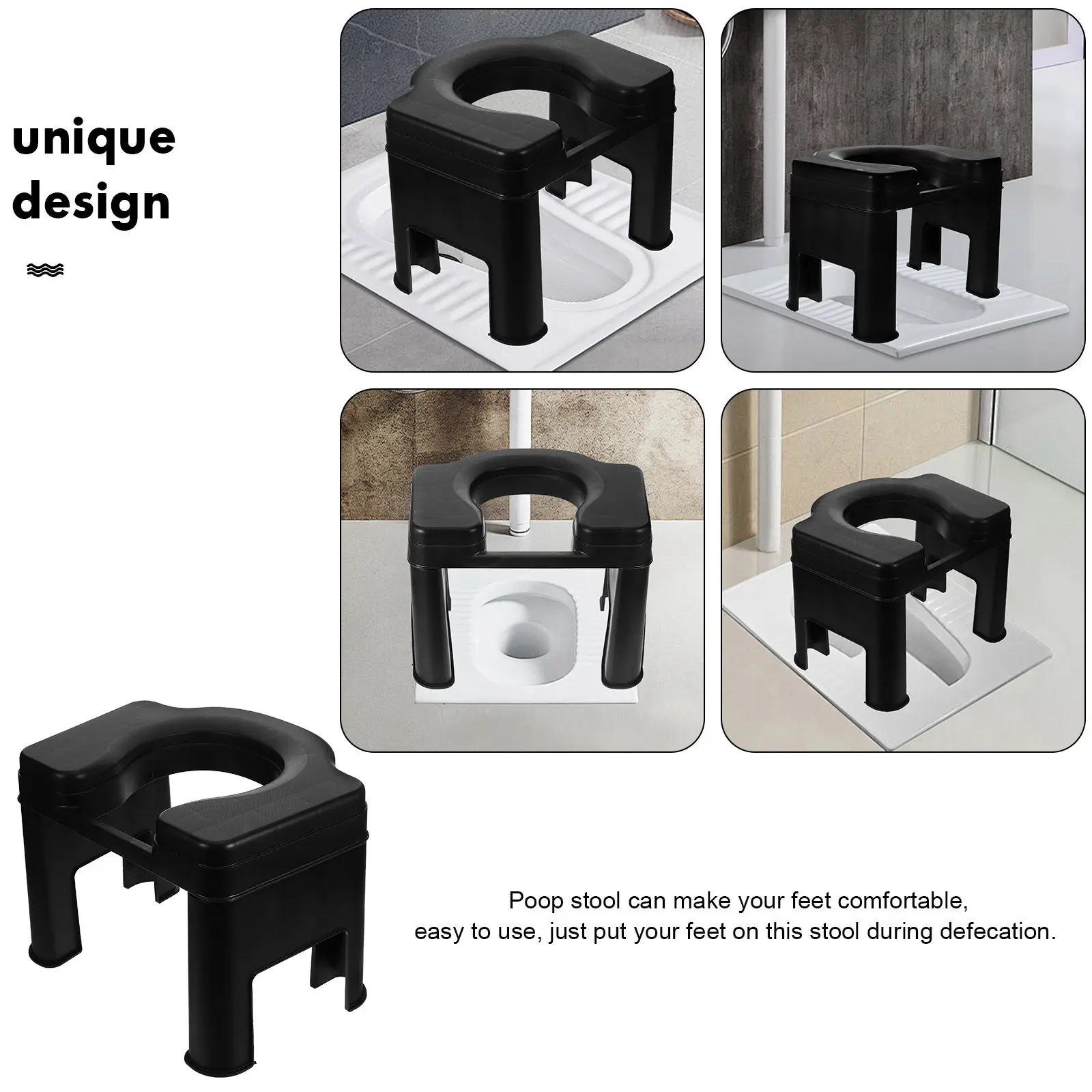 Toilet Step Stool Sturdy PP Material Bathroom Footstool Squat Toilet Seat Non Slip Poop Stool for Adults Bathroom Footstool