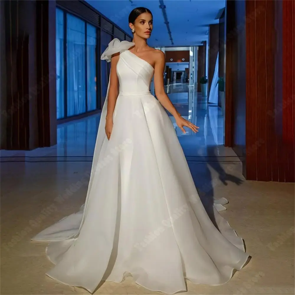 Elegant Single Shoulder Wedding Dresses 2024 Sweetheart Neck Bridal Women Gowns Newest Custom Made Plus Sizes Vestidos De Novia