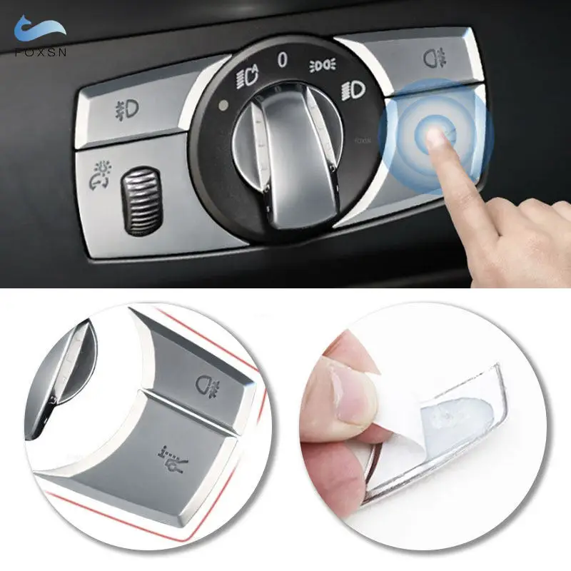 LHD For BMW X5 E70 2008 2009 2010 2011 2012 2013 X6 E71 2009-2014 Car ABS Chrome Interior Headlight Switch Button Cover Trim