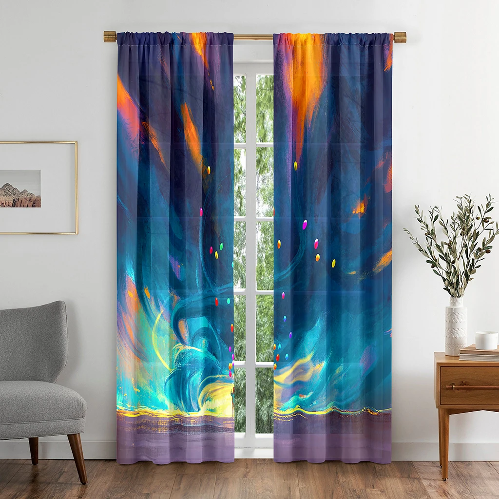 

Nature Rainbow Night Sky Colorful Dreamy Window Curtains in Kids Bedroom Living Room Hall Treatments Kitchen Decor Drapes Blinds