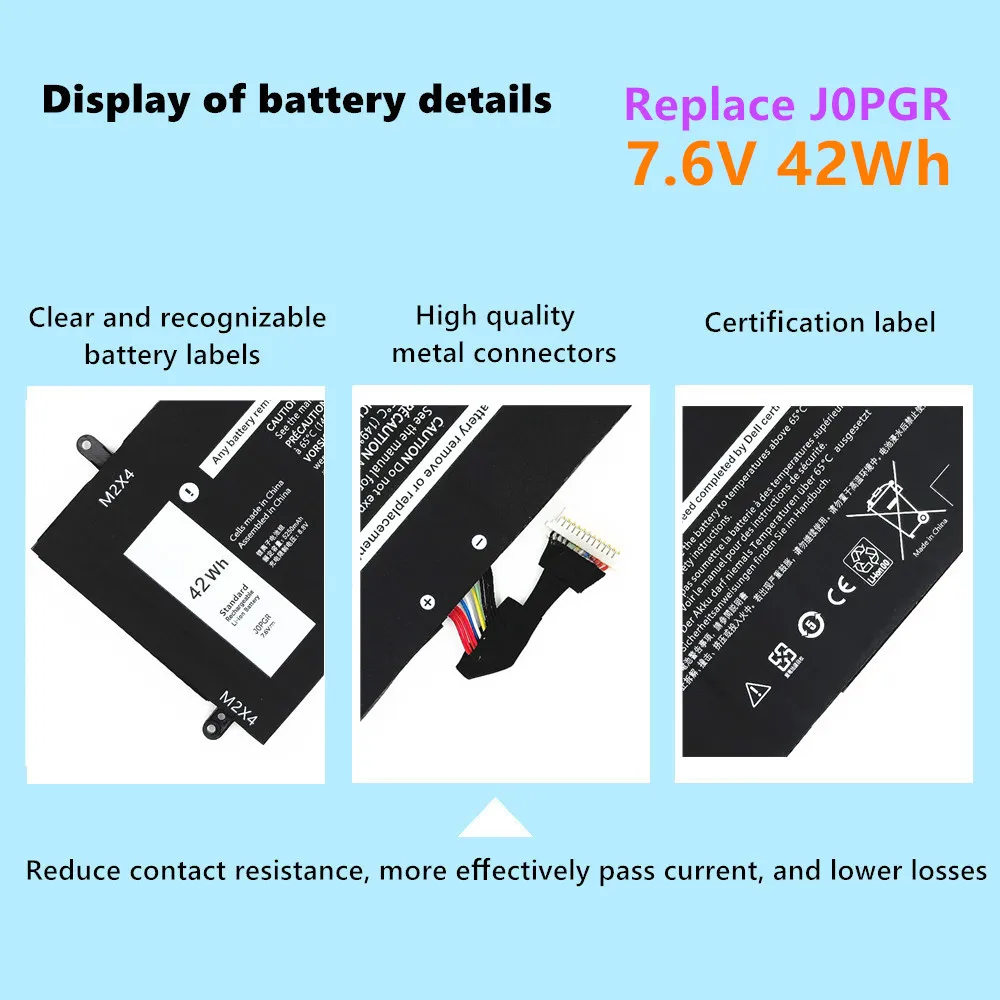 J0PGR Battery For Dell Latitude 12 5285 2-in-1 5290 2-in-1 T17G Series JOPGR T17G X16TW 1WND8