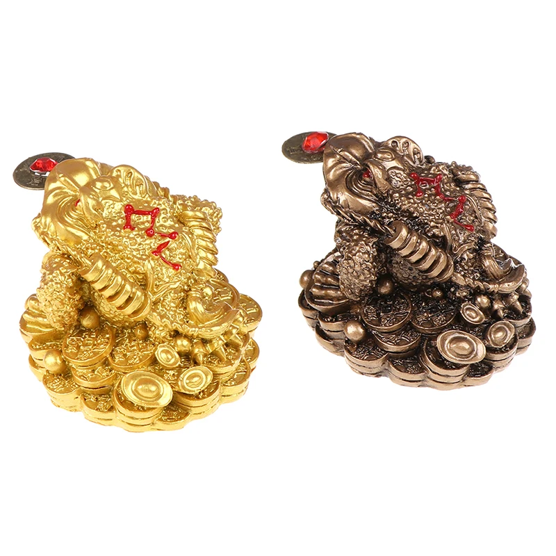 Feng Shui Toad Money LUCKY Fortune Wealth Chinese Golden Frog Toad Coin Home Office Decoration Lucky Gifts Tabletop Ornaments