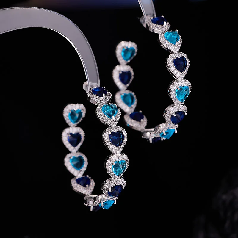 FXLRY New Color Treasure Love Sweet Cool C Ring S925 Silver Needle Micro Set Zircon Big Circle Earrings For Women