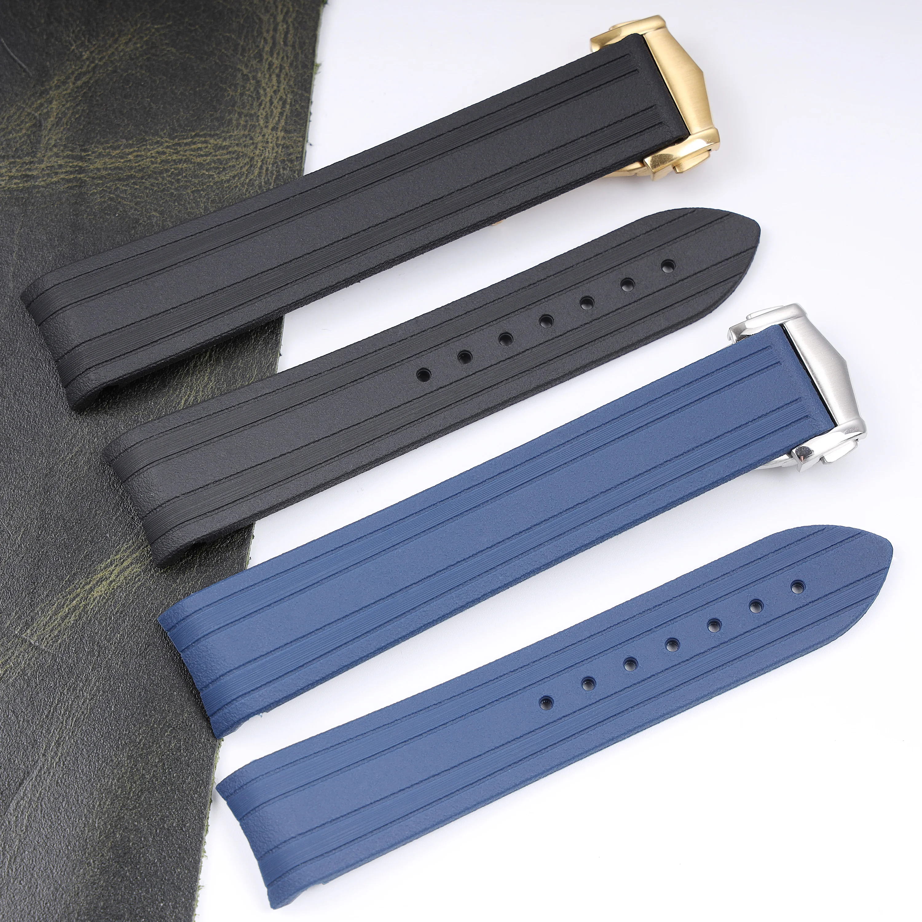 

Rubber watch strap For Omega New Seamaster 300 Watchband High-Quality Watch Band Folding Clasp Curved End Watches Accessories 20