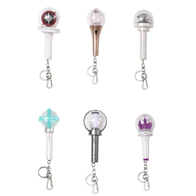 HOT Kpop Mini Light Stick Keychains Electronic Lights Bag Pendant Keyrings for Women Girls Gifts