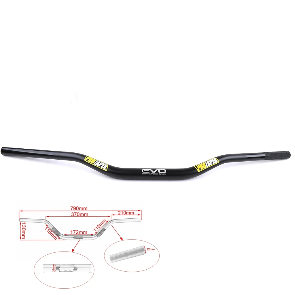 Guiador CNC Fat Bar para motociclos, punho alto, almofadas, Honda, Kawasaki, Suzuki, Yamaha, Protaper, Pro Dirt Bike, 28mm, 1-1/8\