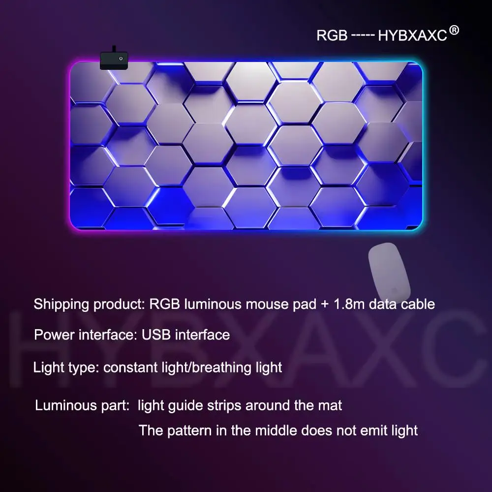 Red Blue gradient design Mouse Pad RGB Gaming Mouse Pad Mat HD Gamer Large LED Light XXL MousePads PC Computer Carpet