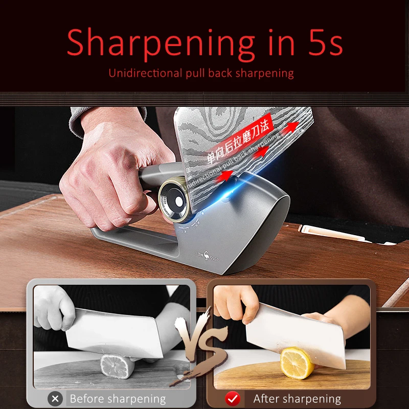 5 Gears Adjustable Multifunctional Knives Sharpener Non-slip Base Unidirectional Pull Back Scissors Sharpening Tool for Kitchen