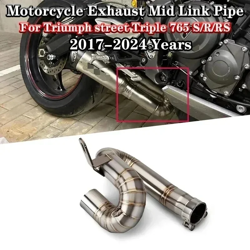 Racing Upgrade Slip On Escape Exhaust Middle Link Pipe For Triumph Street Triple 765 S R RS 2017-2024 Motorcycle Modifications