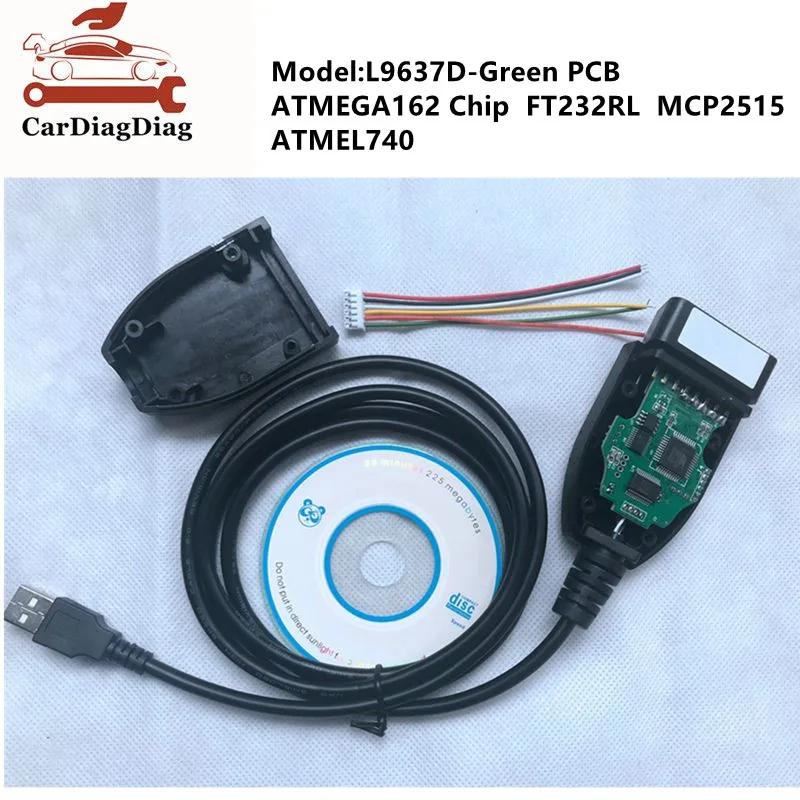 Car Diagnostic OBD2 16Pin VAGCOM 17.8 Cable Multi-Language ATMEGA162 Chip FTDI FT232RL L9637D Green PCB Free Shipping