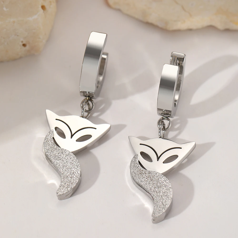 DOTIFI Fashion Gold Fox Earrings Women's Fashion Stainless Steel Stud Earrings Earrings Do Not Fade Jewellery Daily Matching