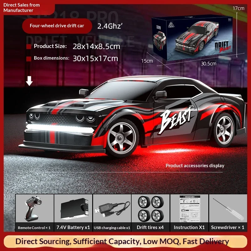 Sg218pro 1:16 4wd High Speed Rc Drift Car Led Lights 2.4g Remote Control 7.4v Battery Swappable Tyres Racing Toy Model For Kids