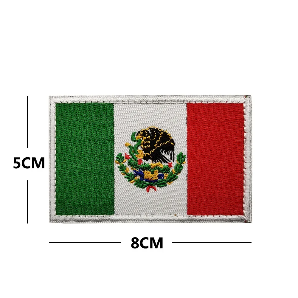 Mexico IR Flag Hook & Loop Patches Custom Camo Embroidery Reflection Morale Badges for Military Outdoor Tactics Backpack Helmet