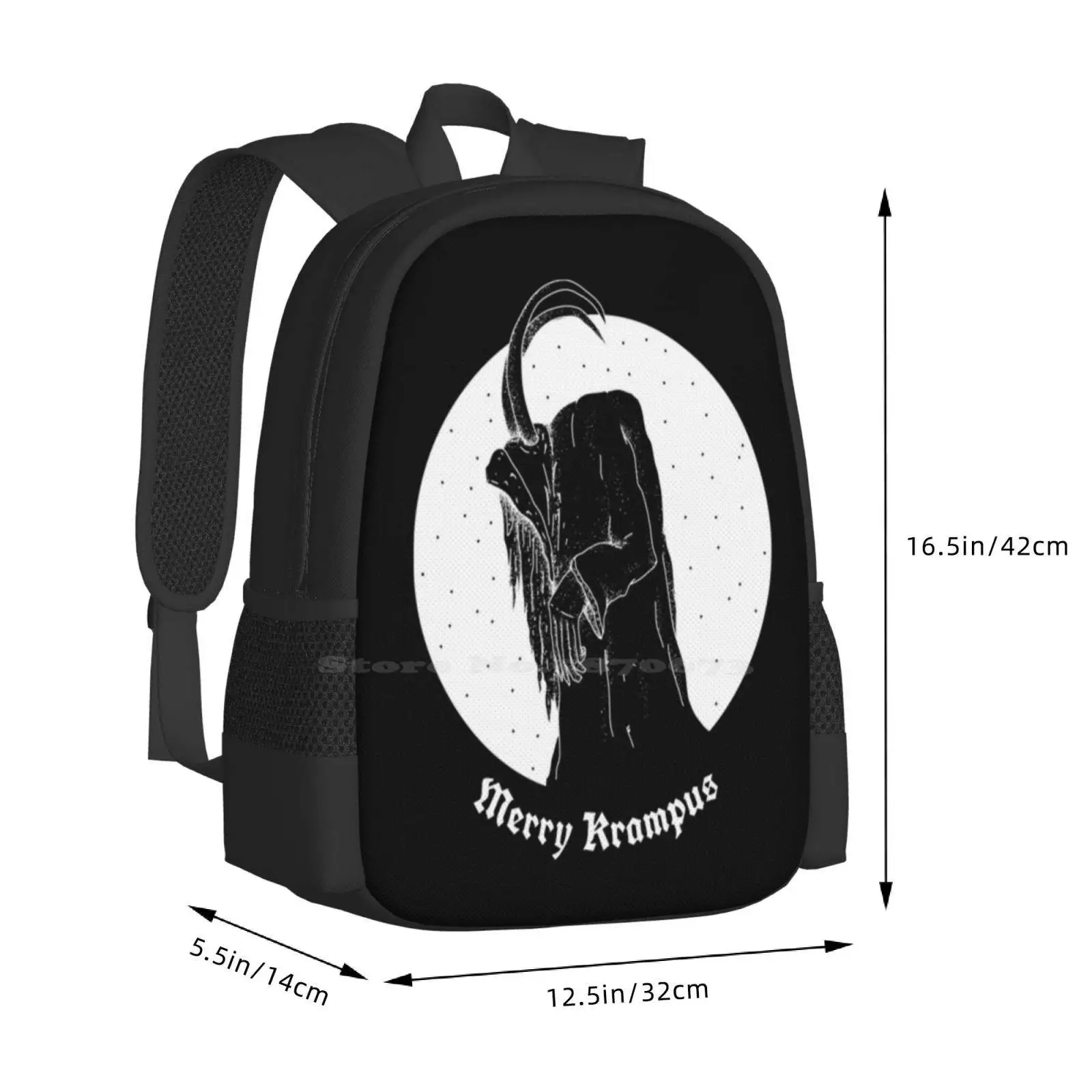 Unisex Merry Krampus Vintage mochila, bolsa de estudante, diabo, demônio, crianças, engraçado, pagão, Natal, folclore, monstro, novidades