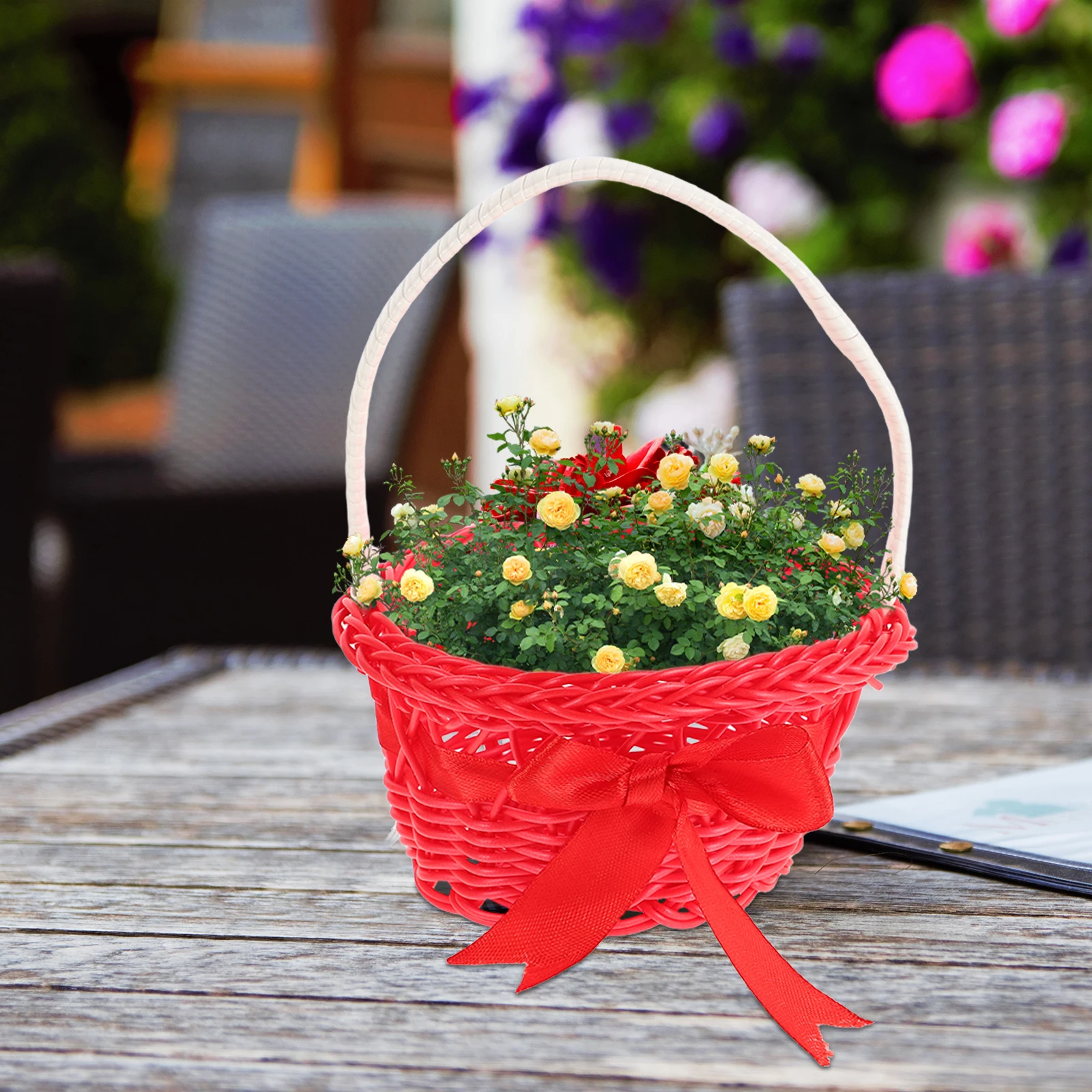 

5pcs Mini Basket With Handle Bread Little Bread Chip Flower Rattan Wedding Vegtable Handle Fruit Picnic Vegtable