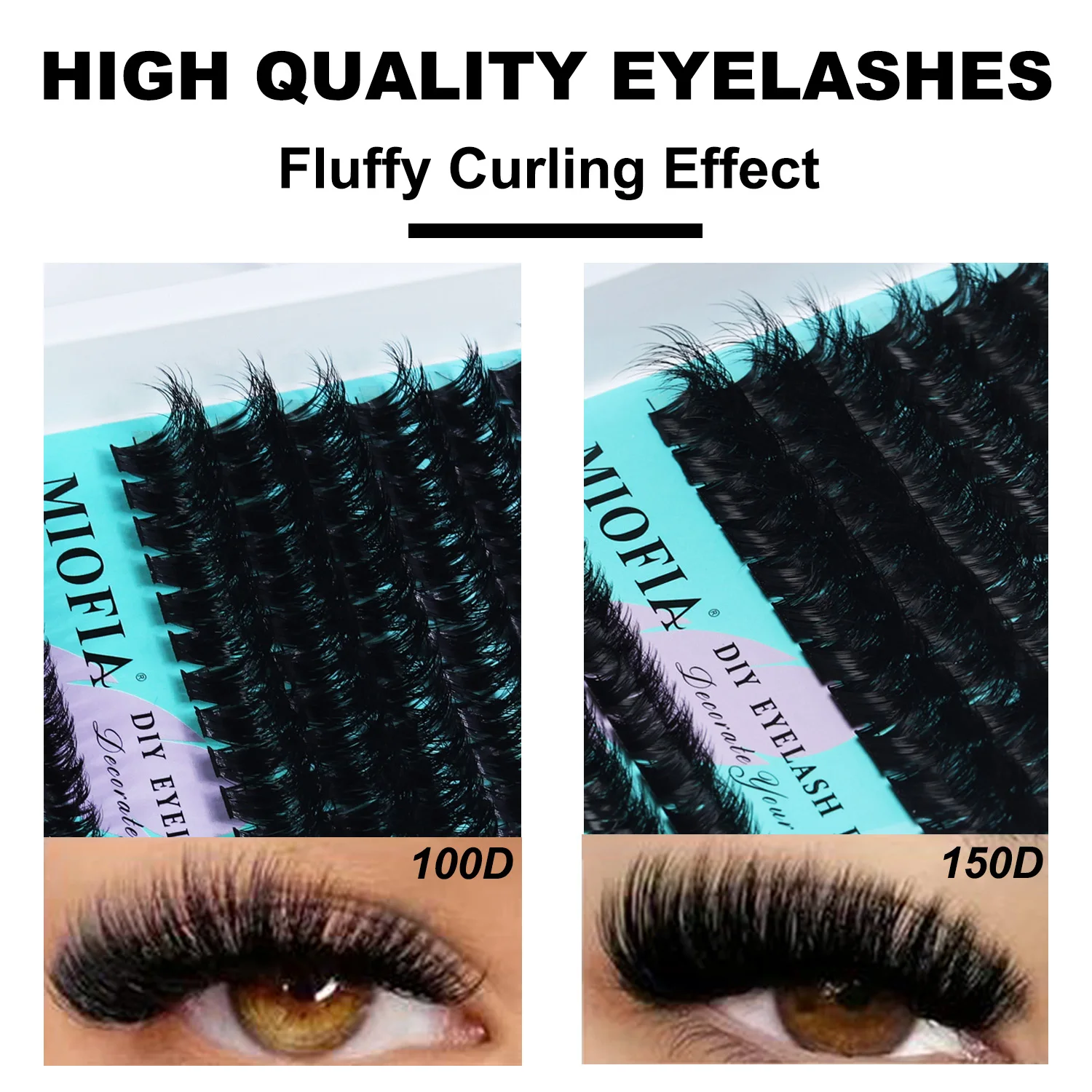 MIOFIA 14/30Rows 5D Fluffy Individual Lash Clusters 30D‑150D Thick Cluster Eyelashes 10‑18mm Mixed Length DIY Eyelash Extensions