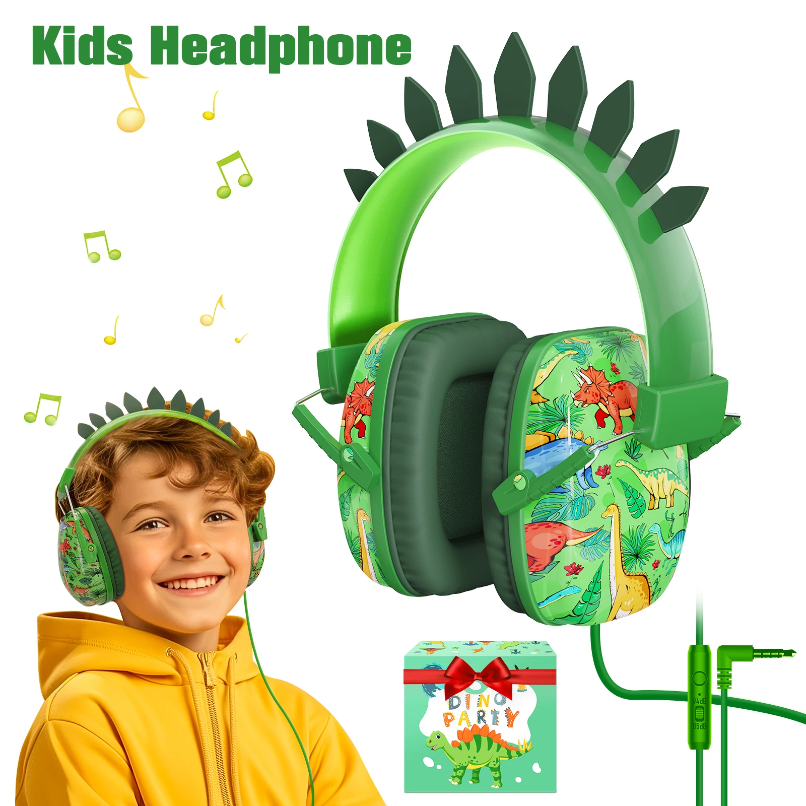 Kids Dinosaur Unicorn Headphones for iPad for Gaming Over Ear Wired Headphones with Mic for Children School Boys Girls Gifts