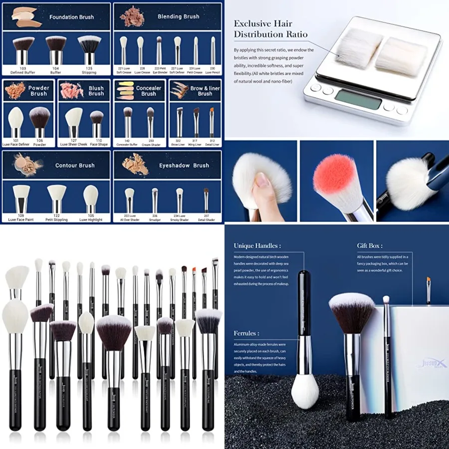 

25pcs Professional Makeup Brush Set Foundation Powder Concealer Eyeshadow Blending Blush Highlighter Natural-Synthetic Hair Brushes (Black/Silver)