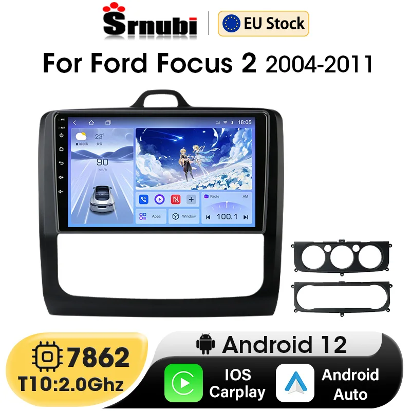 Srnubi Android 12 Wireless Carplay Auto Car Radio for Ford Focus 2 3 Mk2 2004-2011 Multimedia Player Navigation GPS 2Din Stereo