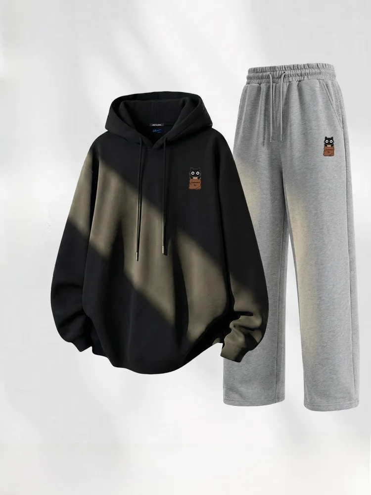 

Jeanswest Men's Spring Outdoor Fitn Casual Sportswear Set Long Sve Cotton Polyester Straight Leg Two-Piece Suit