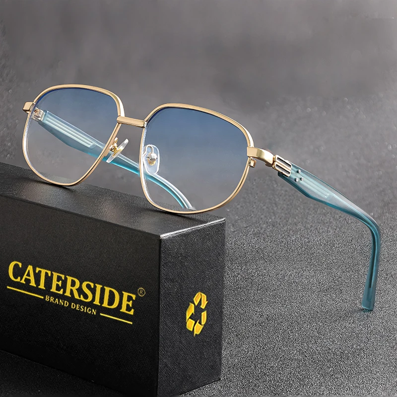 CATERSIDE Retro Pilot Sunglasses Men Metal Frame Fashion High-Quality Women Sun Glasses Business Party Sports Lunette De Soleil
