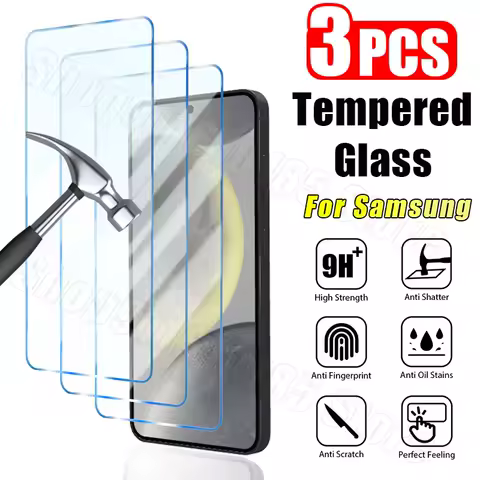 3PCS Tempered Glass for Samsung A54 A14 A34 A52 A51 A24 A12 A22 A13 Screen Protector for Samsung S21 S20 FE 5G S22 S23 S24 Plus