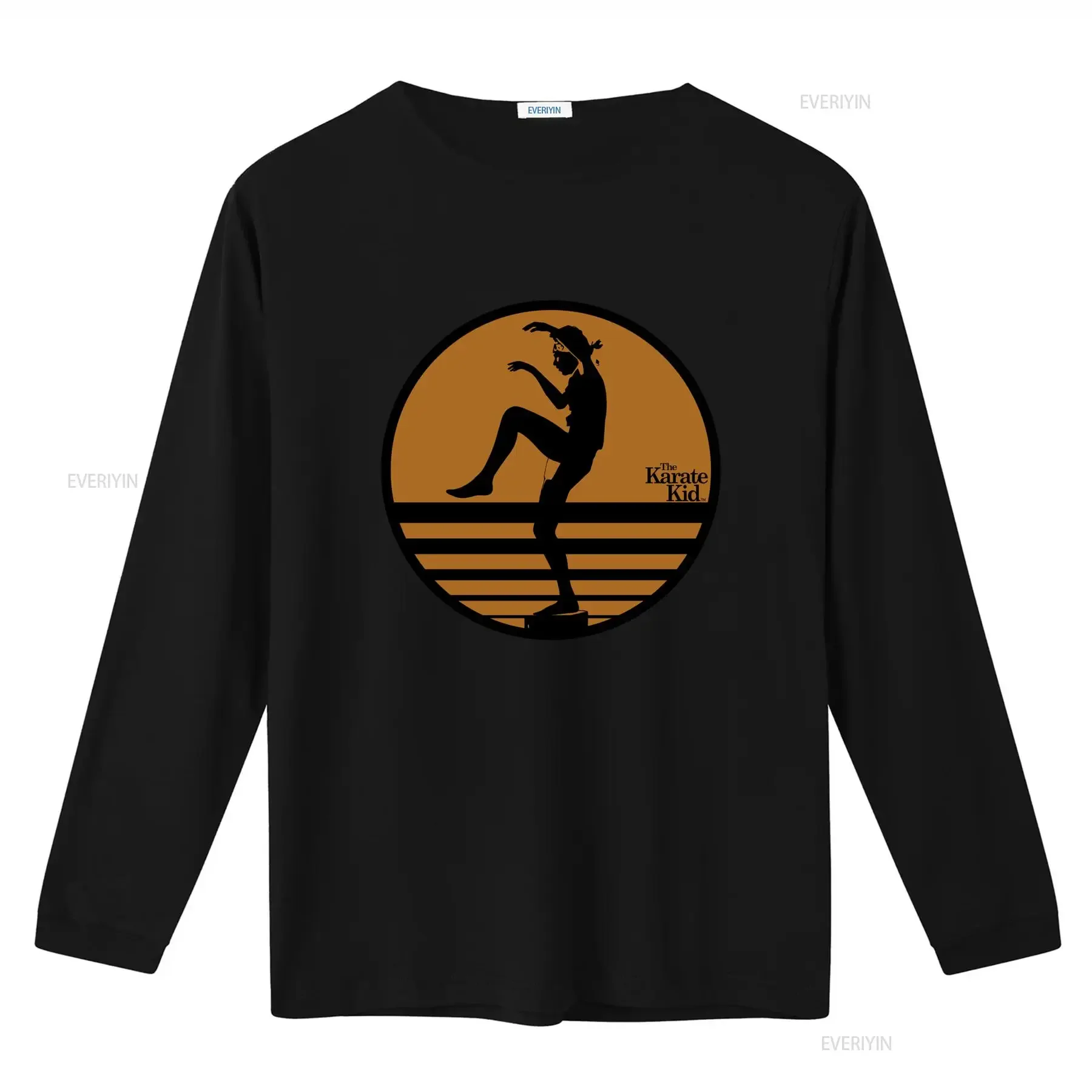 Karate Kid Adult New T Shirt Distressed Crane Kick Pose in Circle Print vintage Washed fashion streetwear Stylish