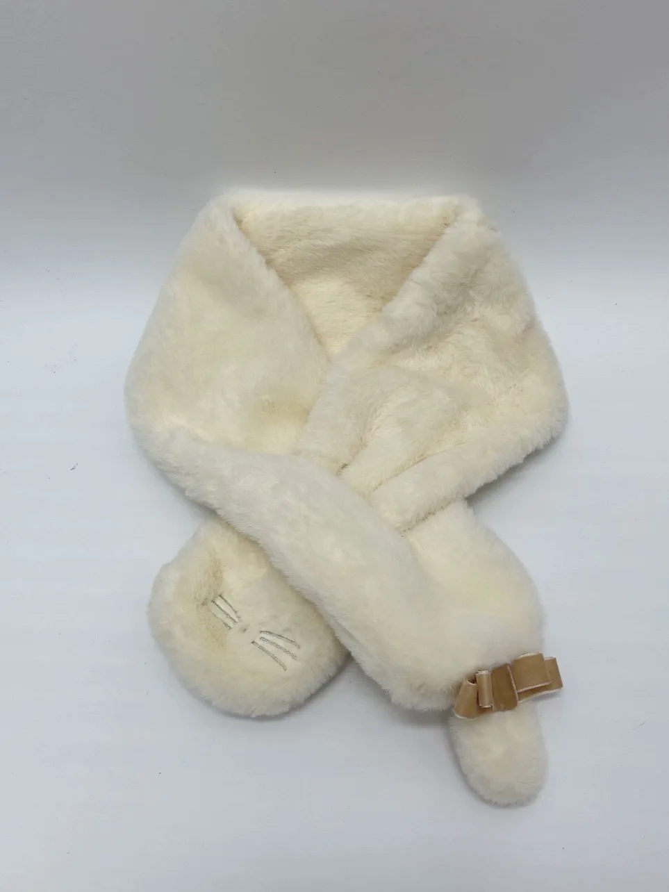 Japanese Sweet and Cute Female Ribbon Small Bow Pendant Plush Imitation Rabbit Fur Scarf Cute Cat Warm Scarf Female