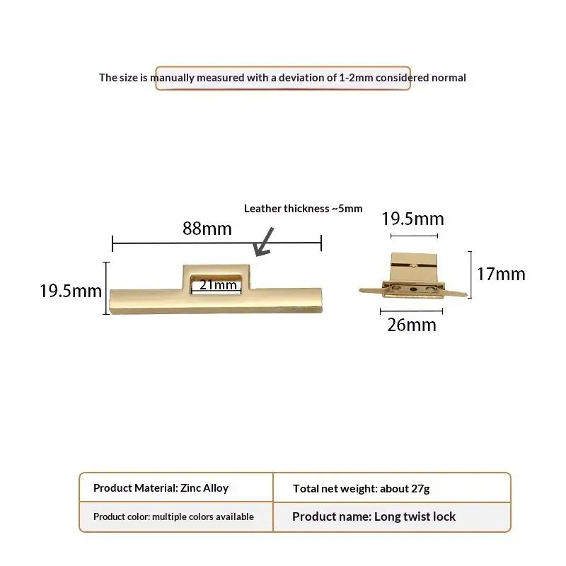 Premium Alloy Metal Bag Lock Clasps Rustproof Multi Finishes for DIY Leather Projects Backpack Luggage Repair Parts