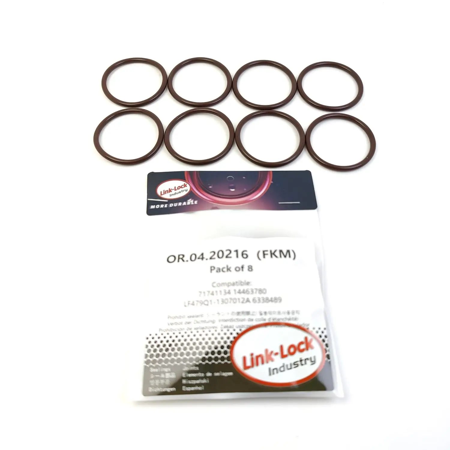 

LINK-LOCK 8PCS OR.04.20216 FKM Viton Sealing O-Ring Kit of Coolant Pipe 71741134 14463780 LF479Q1-1307012A 6338489 for ALFA for
