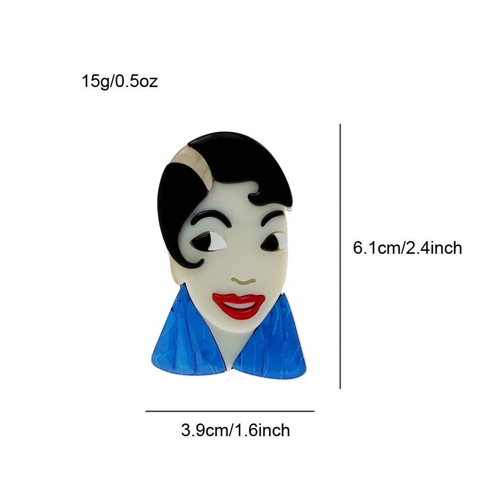 CINDY XIANG Acrylic Funny Girl Brooches For Women Acetate Fiber Pin Abstract Portrait Design Fashion Jewelry
