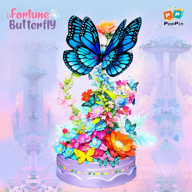 Fortune Butterfly building block toy Eternal Flower with led lights home decor Birthday Christmas gift girls adults