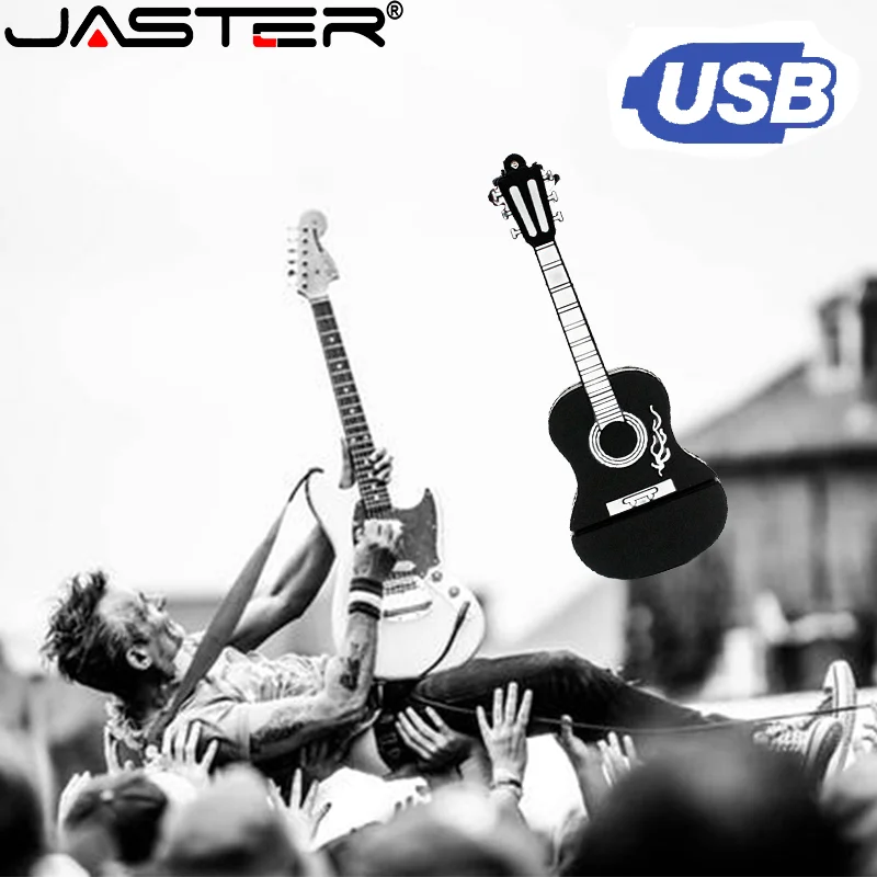 

JASTER Black USB 2.0 Flash Drive 64GB Silicone Guitar Cello Pen Drive 32G U Disk 16GB 8GB 4G External Storage Gifts for Children