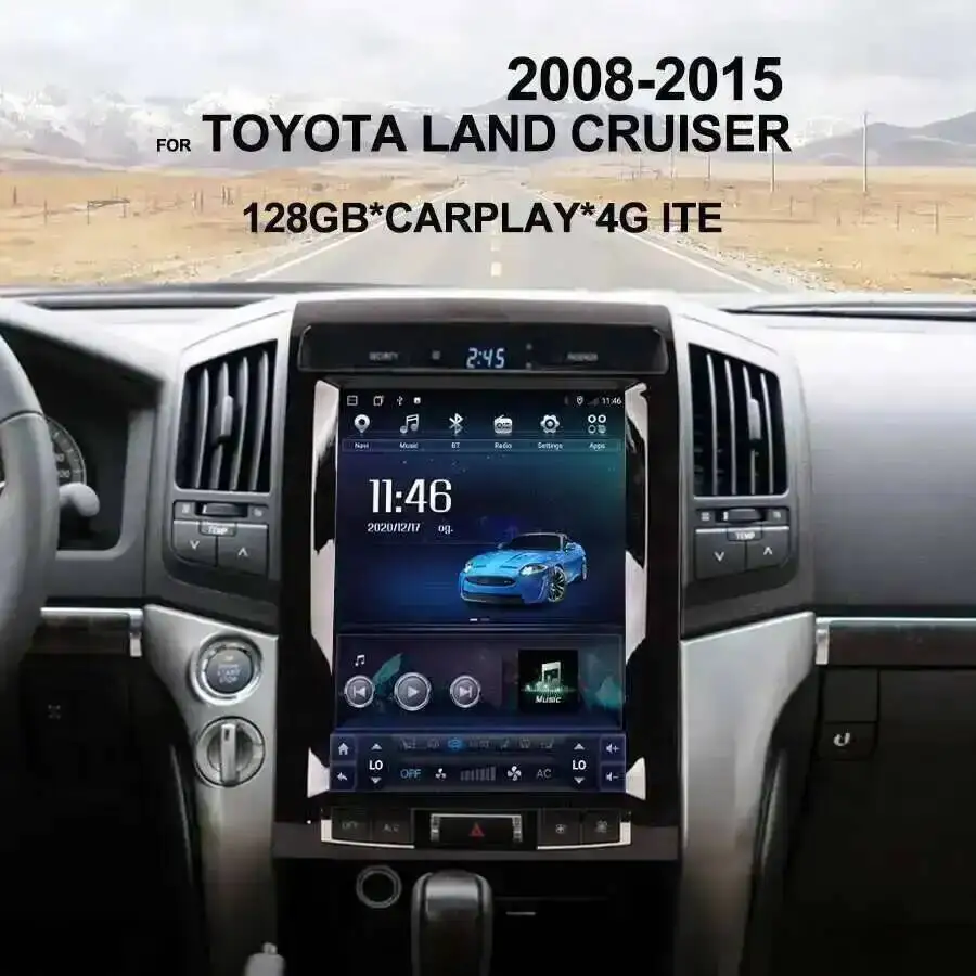 8 + 256GB GPS DSP Navi AHD شاشة 12.1 بوصة لتويوتا لاند كروزر LC200 2008-2015 أندرويد 15 سيارة الوسائط المتعددة مشغل فيديو ستيريو