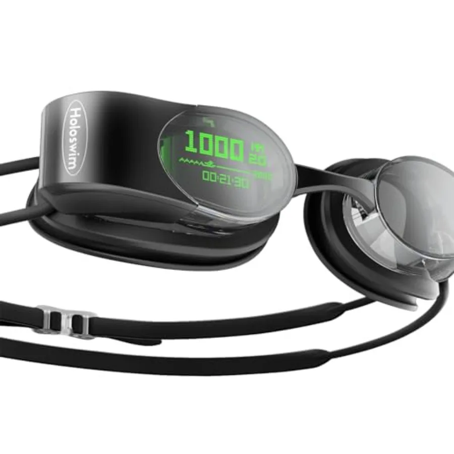 

Swimming goggles for training, polycarbonate lens, black frame, real-time HD AR display with AI data analysis and customizable