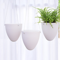 D09 Egg Shaped Hanging Basin Horticulture Lazy Flowerpot Steel Wire and Cotton Rope Hanging Basins Fashion Plastics Flowerpots