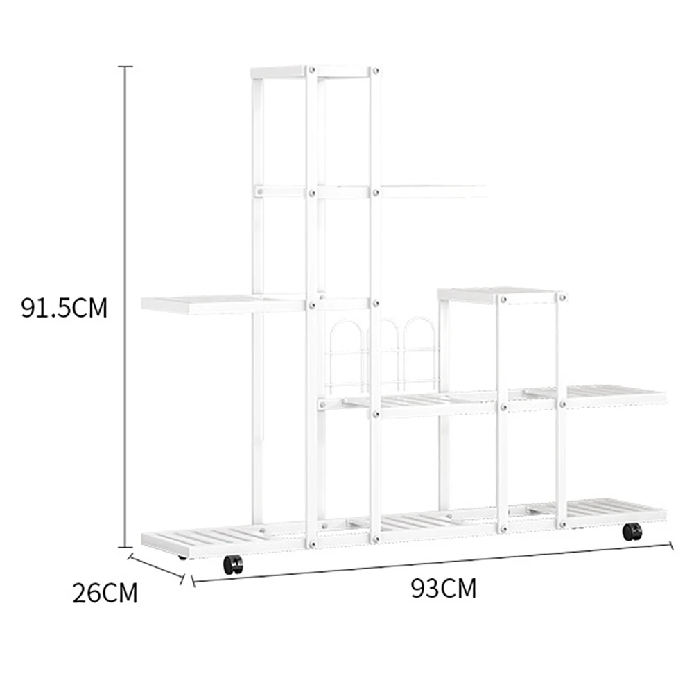 Plant Stand Indoor Outdoor Wrought Iron Corner Multiple Planter Rack Organizer With Wheels For Room Corner Balcony Garden Patio