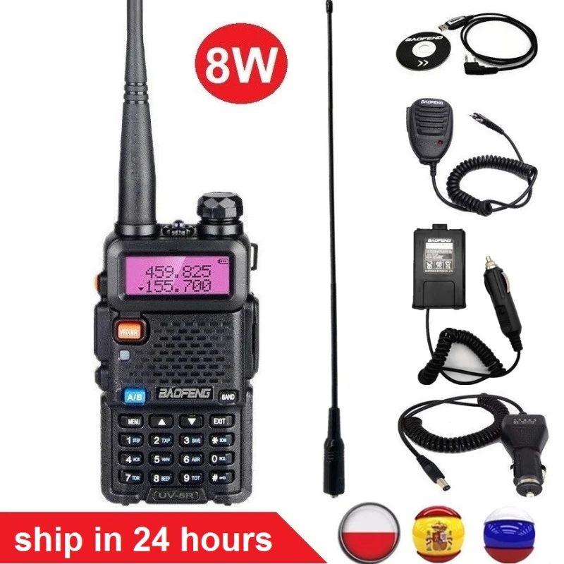 Baofeng UV-5R 8W Walki Talki Scanner Ham Radio Station UHF VHF CB Radio Transceiver Amateur 10KM UV5R Walkie Talkie Transmitter