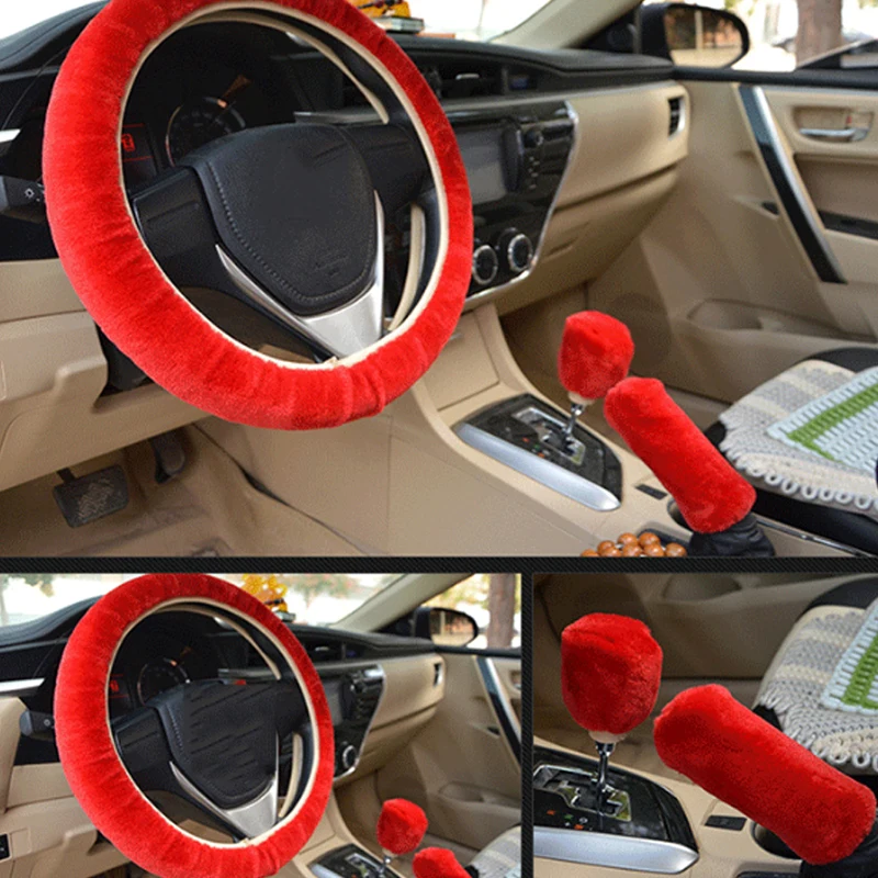 

Зимний теплый чехол на руль автомобиля, плюшевый чехол на ручку, универсальный для мужчин и женщин, аксессуары для декора салона автомобиля