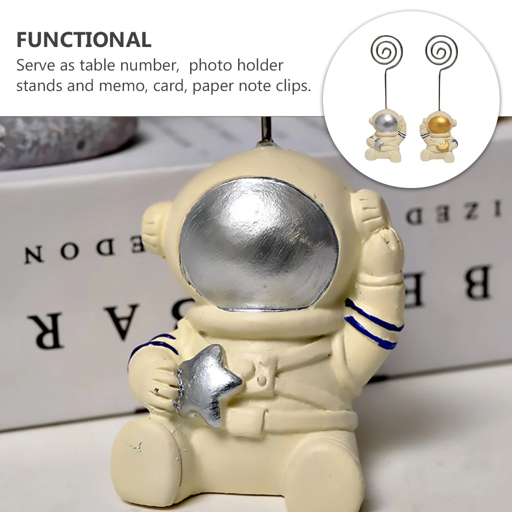 

2pcs Astronaut Table Number Holders Reusable Desktop Memo Holder For Wedding Birthday Party Decor Photo Clip Note Clamp