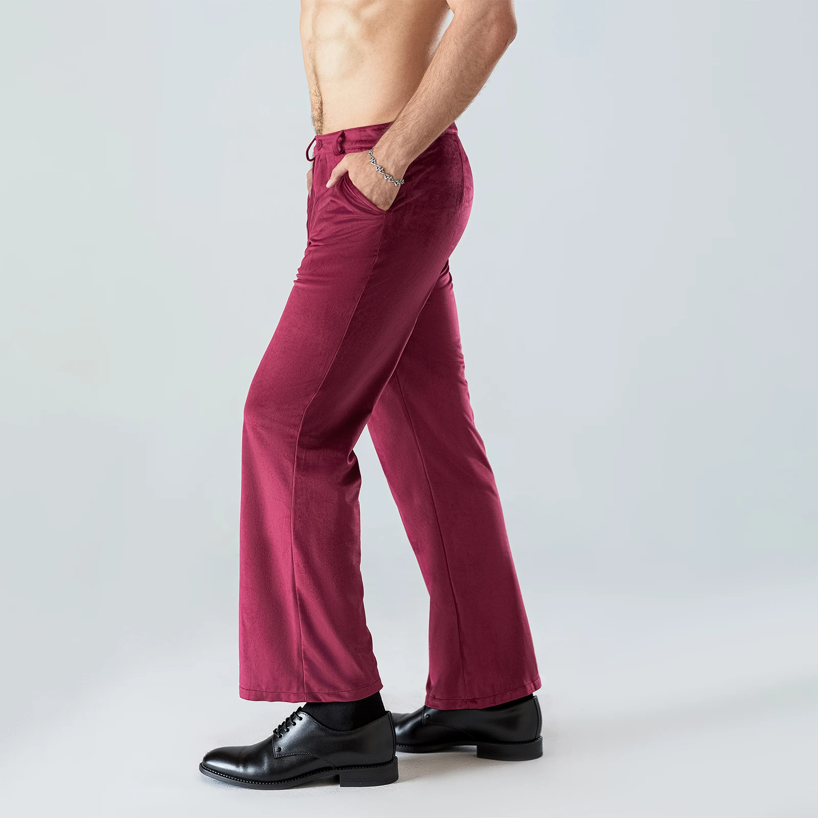 Men's Flared Suit Pants Stylish Solid Mid-Rise Bell Bottoms Trousers for Daily Life Party Stage Formal Occasions and More