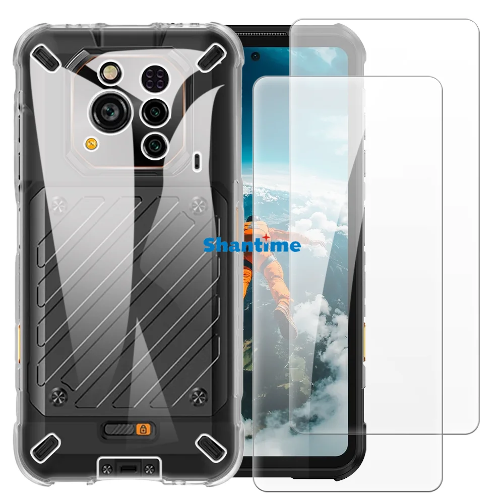 Soft Case + 2 Pack Tempered Glass Screen Protectors for Ulefone RugOne Xever 7 Full-Body Protection