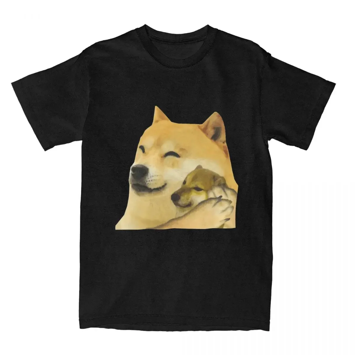 Idea Couple Men Women Doge Hugging Cheems T Shirt Pure Cotton Tops Vintage Short Sleeve Crewneck Tee Shirt Gift Cotton T-Shirt
