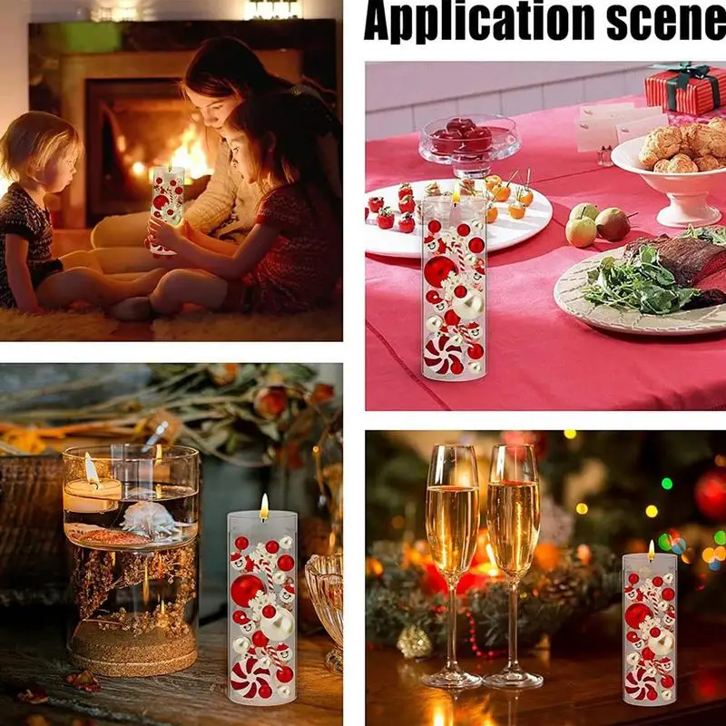 1 Set Christmas Vase Clear Hydrogel vase Decorative Filling Beads Floating Pearl Candy Floating Candle Vase Filling Decoration