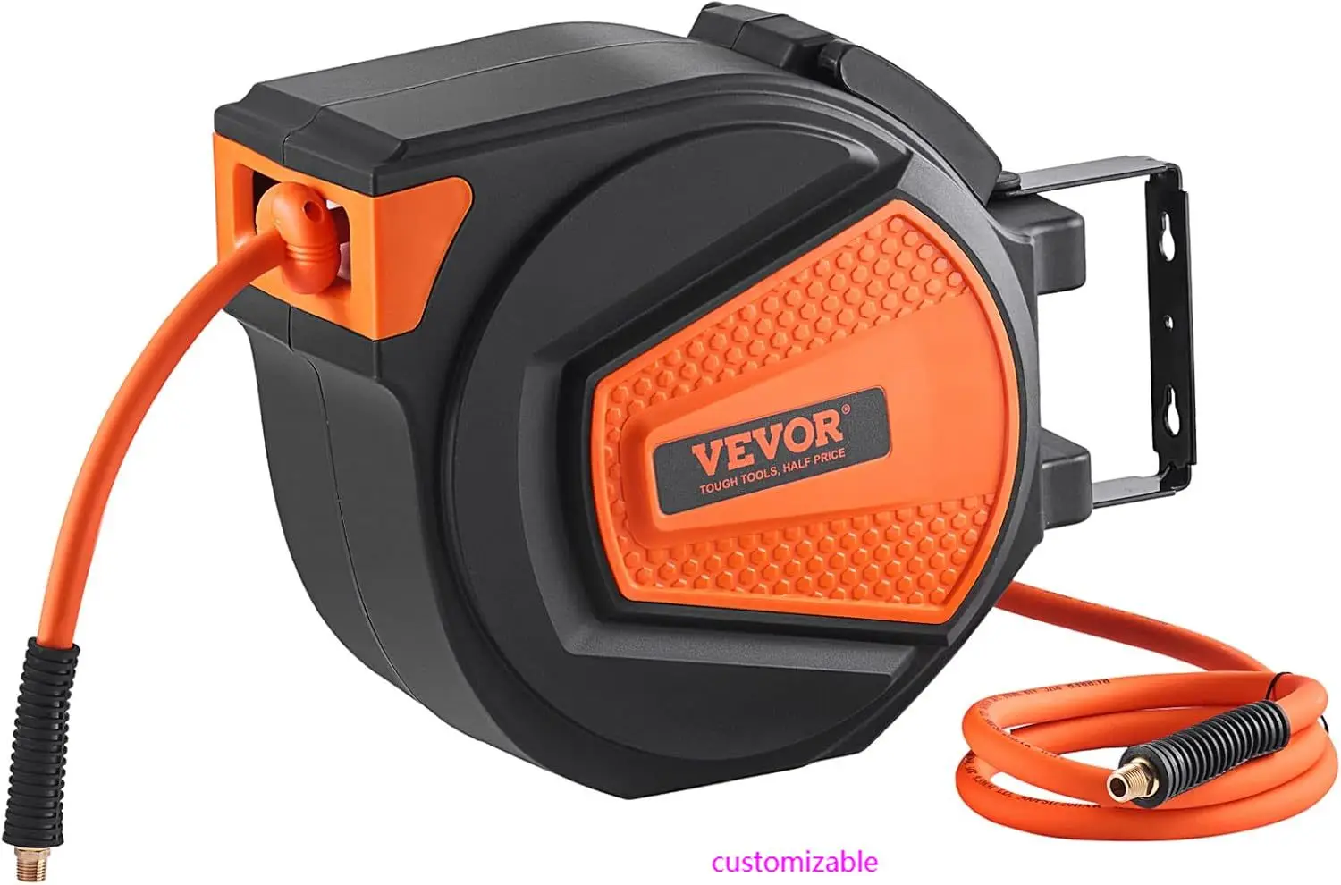 

Retractable Air Hose Reel,3/8 IN x 50 FT Hybrid Air Hose Max 300PSI,Air Compressor Hose Reel with 5 ft Lead in,180° Swivel Mount