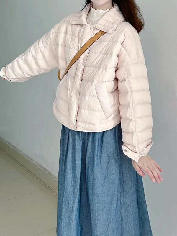 

Нежно-розовая хлопковая куртка на одной пуговице в корейском стиле: повседневная, универсальная, модная зимняя верхняя одежда для молодых женщин
