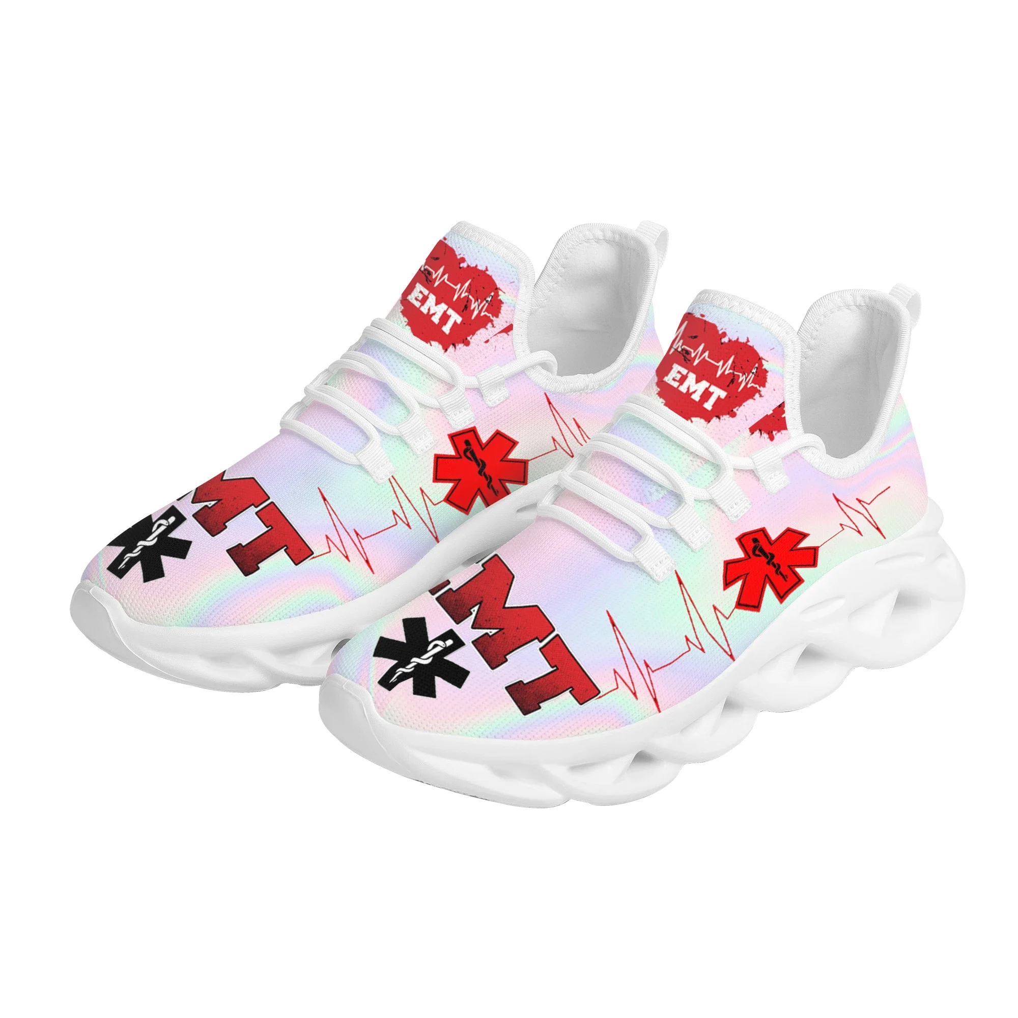 Trippy Paramedic EMT Pattern Mesh Sneakers for Women Autumn Lace Up Flat Shoes Female Casual Footwear Zapatillas