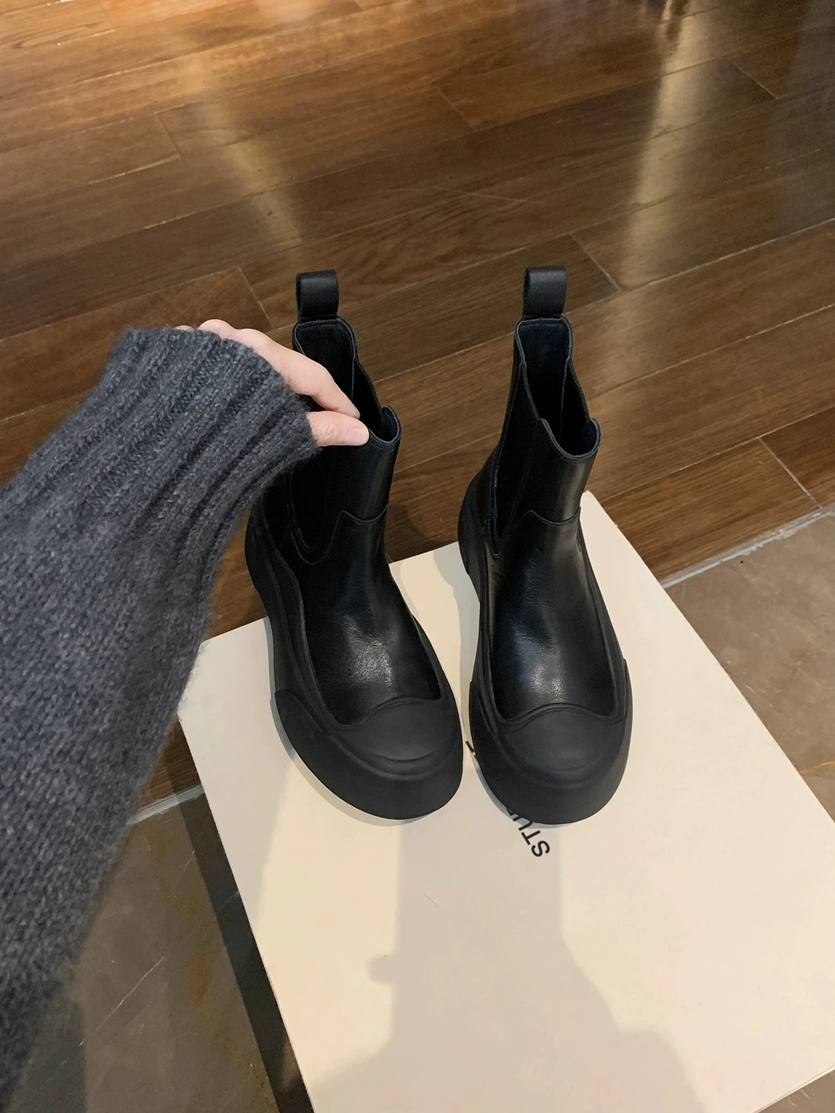 New Thicken Winter Knight Boots Women Knee High Long Square Heel Boots Retro Thick Motorcycle Boots Black  Botas Mujer