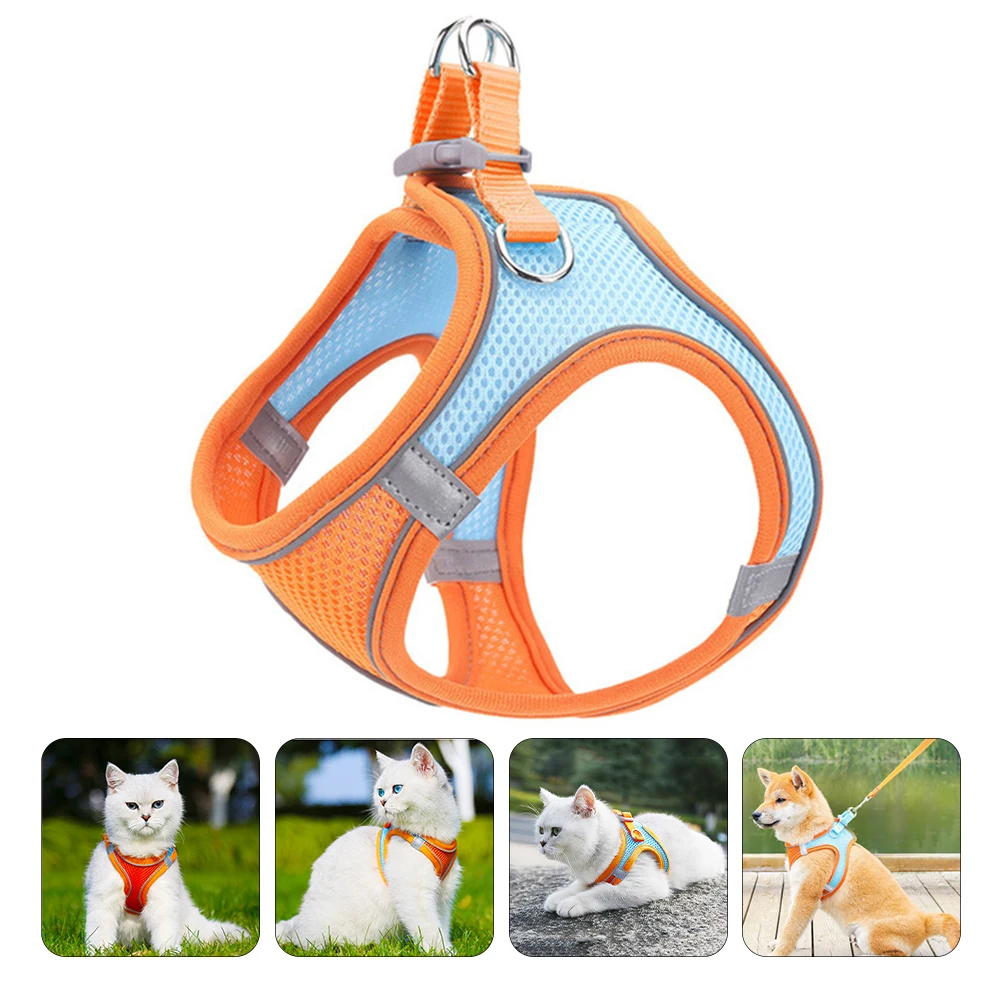 

Puppy Cat Leash Vest Set Reflective Strips Durable Material Pet Supply Birthday Holiday Pet Vest Leash Cat Costume